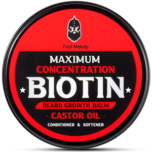 First Melody Beard Balm, 2X Thickening Biotin, with Castor Oil and Argan & Jojoba Oils, Promotes Beard Growth, Styles, Strengthens & Softens Beards & Mustaches, 2 Ounce, Vanilla, Cedar, Orange