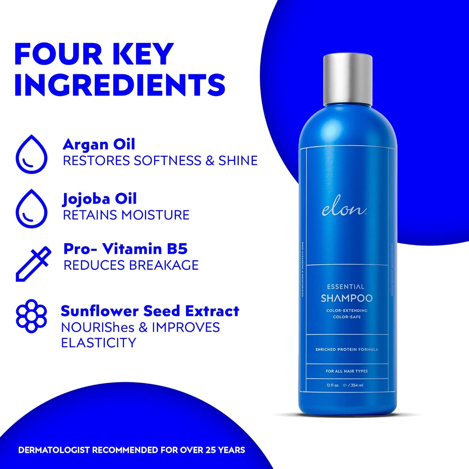 Elon Sulfate Free Shampoo and Conditioner Set (12oz) –Hair Shampoo for Color Treated Hair to Extend Color –Conditioner for Dry Hair to Nourish & Protect –Color Safe & Paraben Free