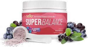 Nello Superbalance Hormonal Support Drink Mix, SRI-81 Shatavari, Myo-Inositol, Rhodiola Rosea, Vitamin C, Magnesium, Theobromine (20 Servings, Blueberry Acai)