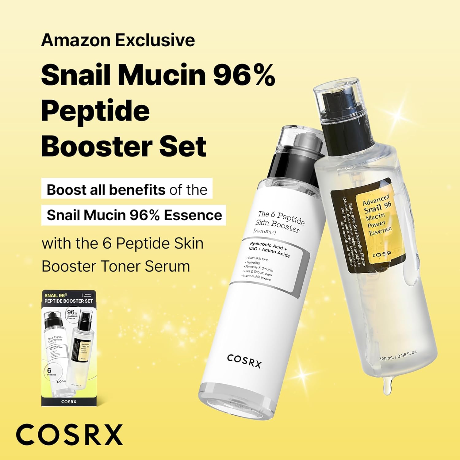 COSRX Snail Mucin 96% Peptide Booster Set - Amazon Exclusive - Korean Skin Care, Gift Sets, Skin Care Sets for Women, Advanced Snail Mucin Serum, Face Serum