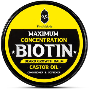 First Melody Beard Balm, 2X Thickening Biotin, with Castor Oil and Argan & Jojoba Oils, Promotes Beard Growth, Styles, Strengthens & Softens Beards & Mustaches, 2 Ounce, Vanilla, Cedar, Orange