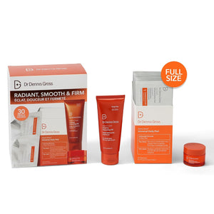 Dr Dennis Gross Radiant, Smooth & Firm Skincare Kit - Dermatologist Developed - Full-Size Alpha Beta Universal Peel, Travel-Size Vitamin C Lactic Dewy Deep Cream & Creamy Cleanser - $130 Value