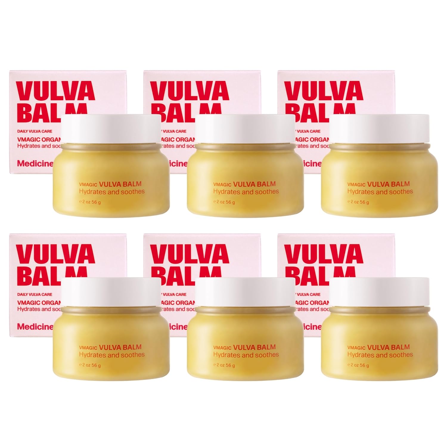 VMAGIC by Medicine Mama Organic Vulva Balm – Intimate Skin Care, Menopause Support – Relieves Feminine Dryness, Itching & Irritation – Hormone Free, Vaginal Moisturizer for Women – 6 Pack, 2 oz Each