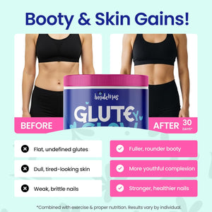 Glute Y Glow by Amatemas – Women's Creatine + Biotin Supplement for Muscle Growth, Glute Support, Hair Skin & Nails – Horchata Flavor – Energy Support – Lean Muscle – Daily Performance Blend