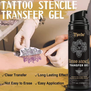 Pjordo Tattoo Stencil Transfer Gel Solution, Tattoo Stencil Gel, Tattoo Transfer Gel for Transfer Stickers Paper Machine Stencils, Stencil Gel Vacuum Bottle Designed for Professional & Clear Transfer