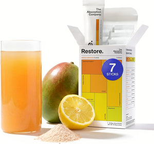 The Absorption Company Electrolyte Powder Packets - Workout Recovery & Hydration Drink Mix with Liposomal Glutathione, Vitamin C & Methylated B Vitamins - Mango Lemonade (28 Sticks)