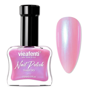 Iridescent Coral Nail Polish, Quick Dry Pearlescent Orange 15ml