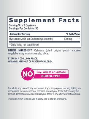 NeoCell Hyaluronic Acid Capsules | 60 Pills | 100mg | Advanced Formula Supplement | Skin Hydration & Suppleness