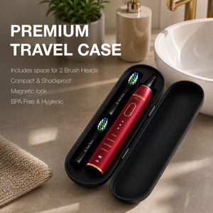 Wagner Stern IntelliBrush Series Whitening Electric Toothbrush with Pressure Sensor. Offers 4 Brushing Modes, 3 intensities, 8 Soft Brush Heads, and a Luxury Travel case.