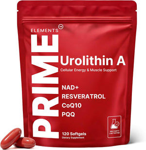 Urolithin A Supplement with NAD+, Resveratrol, CoQ10 & PQQ, High Potency 5-in-1 Longevity Formula, Mitochondrial Support for Healthy Aging, Energy & Muscle Strength, 120 Softgels - 2 Month Supply