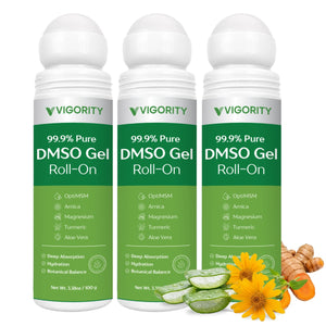 Vigority 99.9% Pure DMSO Roll-On Gel - Premium Skin Conditioning Cream with Aloe Vera, Magnesium, MSM & Botanical Extracts - Fast-Absorbing, Non-Greasy Daily Skin Care - 3.53 oz (100g)