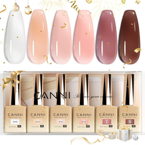 CANNI 6Pcs 9ml Hema-Free Nail Dehydrator Primer, Base Coat Reinforce Diamond Gel Top Coat and Matte Top Coat Gel Nail Polish Set, Soak Off LED Nail Gel Polish Set Nail Art Starter Manicure Salon