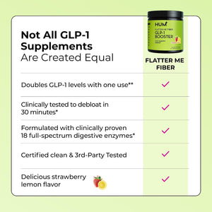 HUM Flatter Me Fiber Supplement for Women & Men, Prebiotics & Digestive Enzymes to Support Weight & Bloating, Digestive & Gut Health, Fiber Powder Drink Mix, Strawberry Lemon - 10 Servings