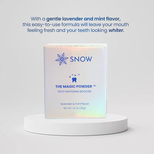 Snow Teeth Whitening Magic Powder - Teeth Whitening Kit Supplement, Adds Whitening Effects to Any Toothpaste, Oral Care Product with Calcium Carbonate for White Teeth, Lavender & Mint Flavor - 0.63-oz