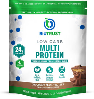 BioTrust Low Carb Protein Powder - Natural and Delicious Whey & Casein Blend from Grass-Fed Hormone Free Cows - Non GMO, Soy Free, Gluten Free, Hormone Free (Vanilla)