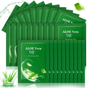 30 Pcs Travel Size Aloe Vera Gel 98% Organic After Sun Moisturizer for Face, Body, Soothing Hydrating Lotion Bulk for Travel, Summer Vacation, Sunburn Relief, Skin Care Gifts
