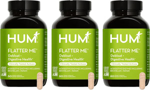 HUM Flatter Me Extra Strength Digestive Enzymes for Women, Men, Digestive Gut Bloating Supplement, Ginger, Peppermint Leaf, Fast Acting Anti Bloat Pills Multi Enzyme for Debloating, 60 Capsules
