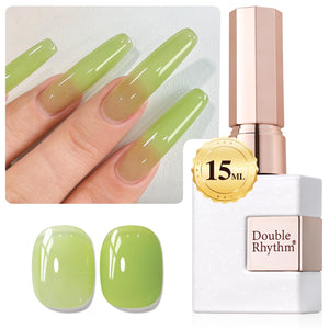 Double Rhythm 0.5 Oz Gel Nail Polish Neutral Natural Same Color Same Bottle Translucent Light Milky Pastel 15ML Manicure French Design Art DIY at Home (Pearl Green-B1146)