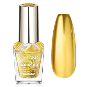 SAVILAND Metallic Gold Nail Polish: Quick Dry Mirror Golden Nail Polish Regular Chrome Fingernail Polish Easy To Use & Remove No Curing Needed Bulk Nail Lacquer for Toes Nail Art DIY Home 0.34 oz