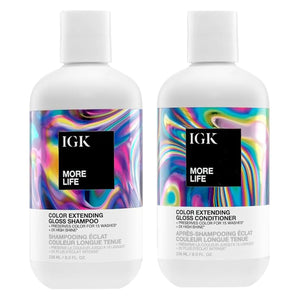 IGK GOOD BEHAVIOR Ultra Smooth Shampoo & Conditioner Set + Travel Size Packettes | Frizz Control + Shine | Vegan + Cruelty-Free | 8 oz (Pack of 2)