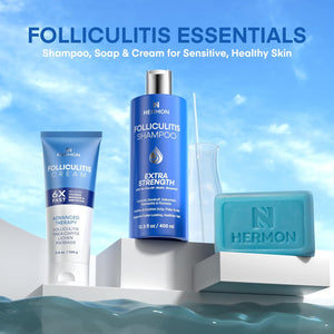 Hermon Folliculitis Shampoo for Itchy Scalp: Psoriasis, Dandruff & Seborrheic Dermatitis & Biotin – Soothes | Exfoliates | Reactivates Follicles 2 Packs
