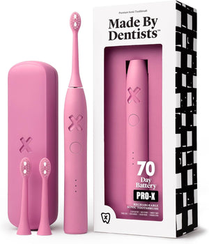 Made by Dentists PRO‑X Sonic Electric Toothbrush for Adults – Dentist‑Designed Whitening Rechargeable Toothbrush, 9 x More Plaque Removal, 70 Day Battery, 3 Modes, Travel Case & Extra Heads, Black