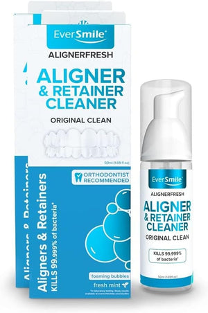 EverSmile AlignerFresh Enamel Guard Fluoride Foam – Aligner & Retainer Cleaner/Whitener with Enamel Protection – Strengthens, Protects & Whitens Teeth, Eliminates Bacteria – Fresh Mint, 1 Pack (50ml)