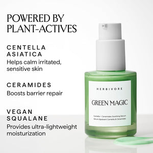 HERBIVORE Green Magic Cica + Ceramides – Fast-acting Redness-Reducing Serum for Sensitive Skin, Plant-based, Vegan, Cruelty-free, 30mL / 1 oz