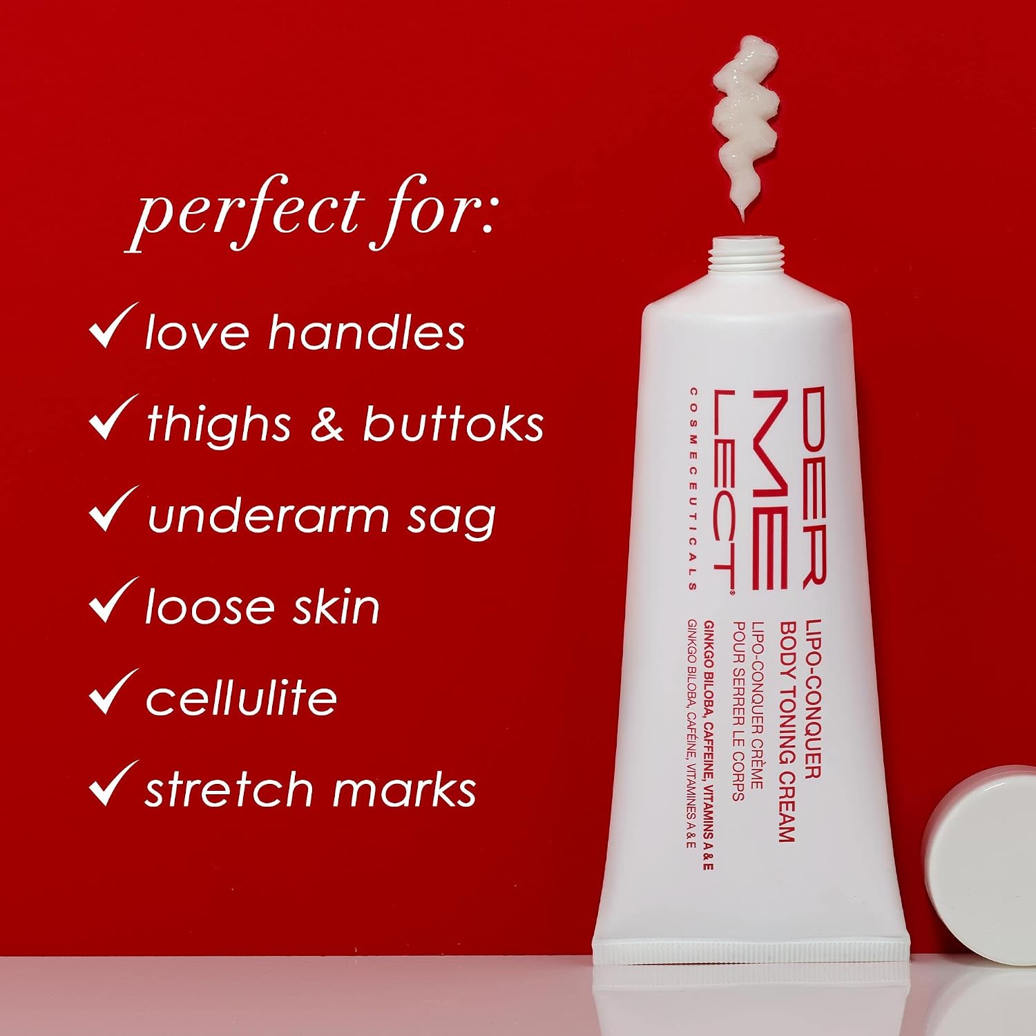 Dermelect Lipo Conquer Body Toning Cream for Body Anti Aging Cream with Retinol, Caffeine, Ginkgo Biloba, Tightening & Firming for Love Handles Cellulite Sagging Loose Skin Dimpling Stretch Marks 4 oz