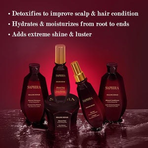 Saphira Healing Repair Shampoo & Conditioner Duo – Dead Sea Mineral Hair Repair Set for Dry & Damaged Hair – Hydrating Strength & Shine – Professional Hair Care (34oz/1 Liter)