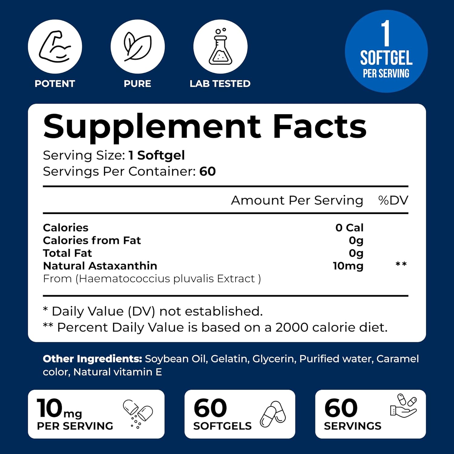 We Like Vitamins Astaxanthin 10mg Softgel - Highly Potent Astaxanthin Supplements from Haematococcus Pluvialis - Improves Eye, Joint, Skin Health & Energy Levels - 60 Count, 2 Month Supply