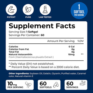 We Like Vitamins Astaxanthin 10mg Softgel - Highly Potent Astaxanthin Supplements from Haematococcus Pluvialis - Improves Eye, Joint, Skin Health & Energy Levels - 60 Count, 2 Month Supply