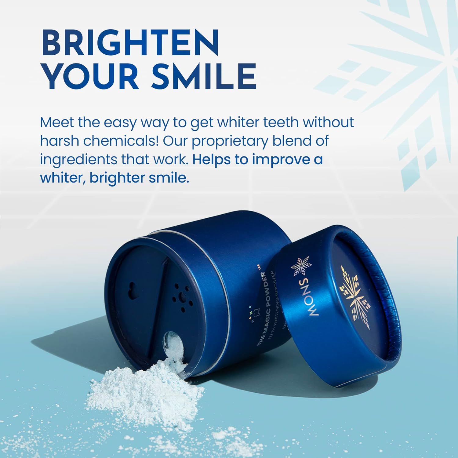 Snow Teeth Whitening Magic Powder - Teeth Whitening Kit Supplement, Adds Whitening Effects to Any Toothpaste, Oral Care Product with Calcium Carbonate for White Teeth, Lavender & Mint Flavor - 0.63-oz