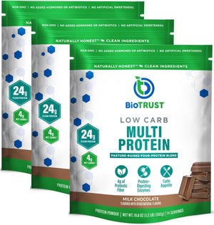 BioTrust Low Carb Protein Powder - Natural and Delicious Whey & Casein Blend from Grass-Fed Hormone Free Cows - Non GMO, Soy Free, Gluten Free, Hormone Free (Vanilla)
