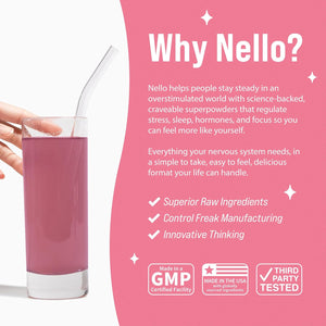 Nello Superbalance Hormonal Support Drink Mix, SRI-81 Shatavari, Myo-Inositol, Rhodiola Rosea, Vitamin C, Magnesium, Theobromine (20 Servings, Blueberry Acai)