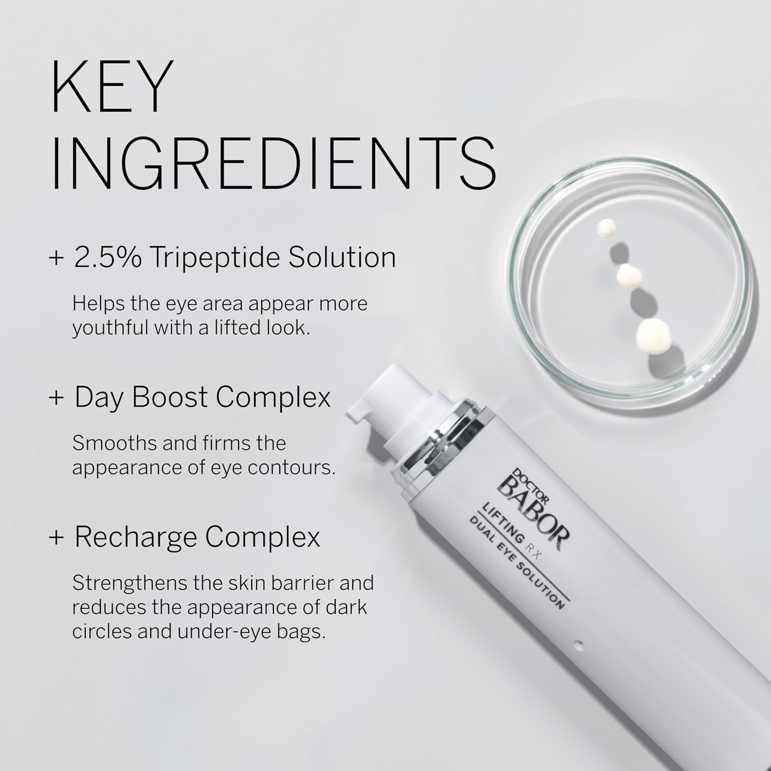 DOCTOR BABOR Lifting Rx Dual Eye Solution, Morning & Night Eye Cream, Day Boost Complex Smooths & Firms, Night Recharge Complex Reduces Dark Circles & Under-Eye Bags, Target Crow's Feet & Wrinkles