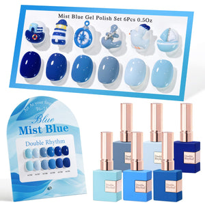 Double Rhythm 6 Pcs 15 ML Gel Polish Set Same Color Same Bottle Soak Off Gel Polish Kit Nail Art Manicure Salon DIY at Home for Women (Jelly Burgundy Red Glitter Silver -T6-56)
