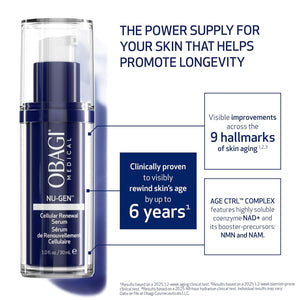 Obagi NU-GEN NAD+ Cellular Renewal Face Serum with Niacinamide & NMN – Clinically Proven Anti-Aging Serum Reduces Wrinkles & Dark Spots, Supports Collagen Production, Hydrates & Repairs Skin