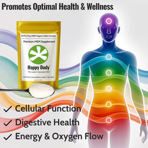 Organic Sulfur Crystals | 99.9% Pure MSM | Joints, Hair & Skin | 1 Pack | Organic Sulfur Crystals | 99.9% Pure MSM | Joints, Recovery, Hair, Skin & Much More | 100% Additive-Free | By Happy Body™