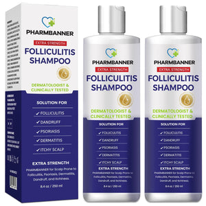 PHARMBANNER Anti-Fungal Shampoo and Conditioner Set – Tea Tree & Argan Oil for Folliculitis, Seborrheic Dermatitis, Scalp Psoriasis – Relieves Itchy, Flaky, Dry Scalp – Sulfate & Paraben Free
