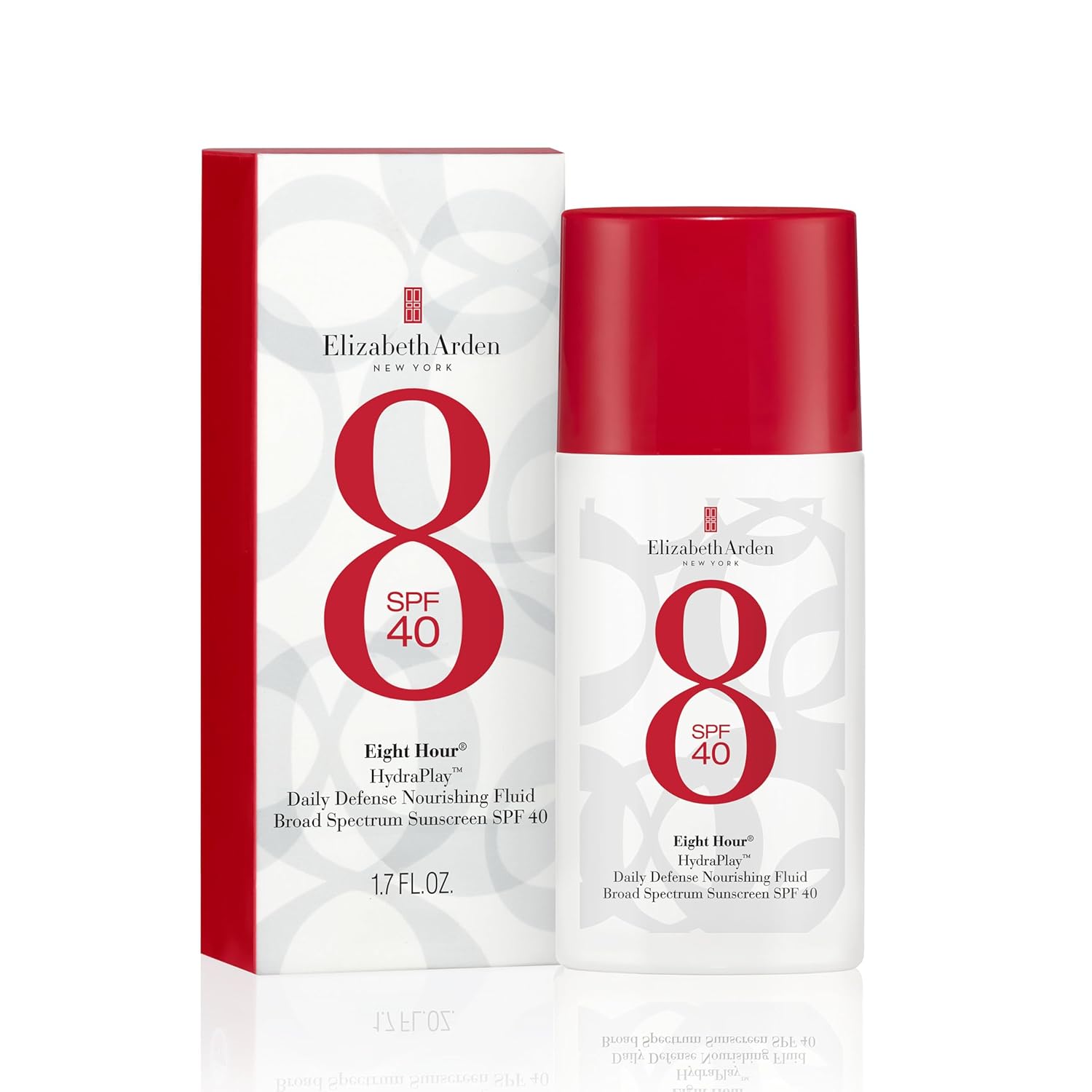 Elizabeth Arden Eight Hour HydraPlay Daily Defense Nourishing Fluid Broad Spectrum Face Sunscreen SPF 40, No White Cast, Non-Comedogenic, Fragrance-Free, 1.7 fl oz.