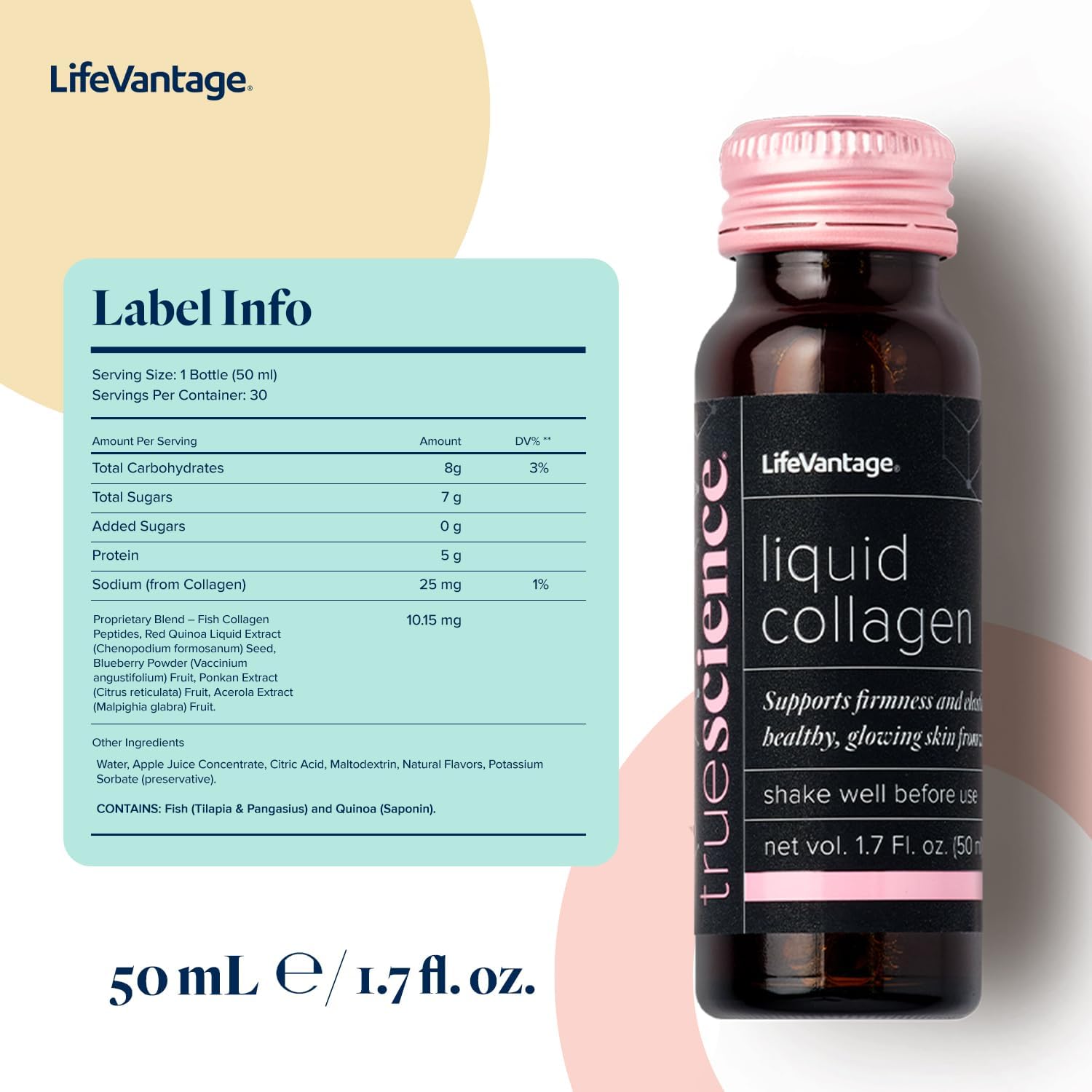 TrueScience Liquid Collagen Drink for Glowing & Firmer Looking Skin, Collagen Peptides Supplement for Women & Men, Anti-Aging, Skin Hydration & Radiance Support, 10 Bottles x 1.7 fl oz