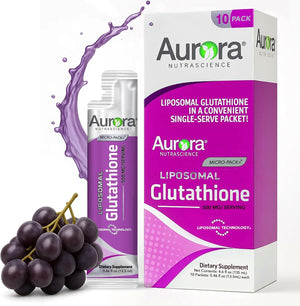 Aurora Nutrascience Micro-Pack Liposomal Glutathione - 500 mg Liquid Supplement, Antioxidant Support for Men & Women, Sugar Free, Non-GMO, Liposomal Glutathione Packets - 30 Single Serve Packets