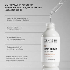 ZENAGEN Densifying Hair Serum for Fine + Thinning Hair | Boosts Hair Density, Strengthens & Nourishes Hair Follicles, Non-Greasy Water-Based Formula, Plant-Based, Vegan, All Hair Types