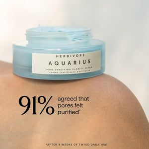 HERBIVORE Aquarius Pore Purifying Clarity Cream – Daily Moisturizer with BHA to Clean Pores & Balance Oily Skin for a Soft, Matte Finish, Plant-based, Vegan, Cruelty-free, 50mL / 1.7 oz