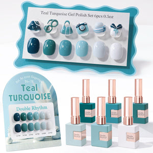 Double Rhythm 6 Pcs 15 ML Gel Polish Set Same Color Same Bottle Soak Off Gel Polish Kit Nail Art Manicure Salon DIY at Home for Women (Jelly Burgundy Red Glitter Silver -T6-56)