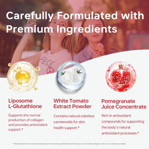 HUJ Glutathione Brightening Drink - Liposomal Liquid Glutathione - Skin Radiance, Metabolic Wellness & Immunity Support - Contains White Tomato Extract & Pomegranate Juice Concentrate - 30 Bags