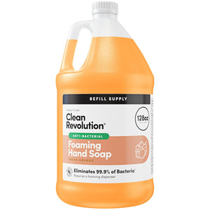 Clean Revolution Antibacterial Liquid Gel Hand Soap Refill, 128 Fl Oz, Fresh Orange Scented - Made in USA