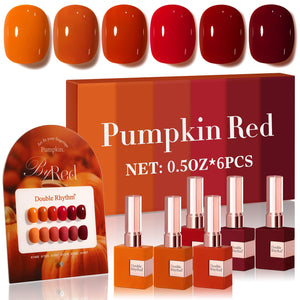 Double Rhythm 6 Pcs 15 ML Gel Polish Set Same Color Same Bottle Soak Off Gel Polish Kit Nail Art Manicure Salon DIY at Home for Women (Jelly Burgundy Red Glitter Silver -T6-56)