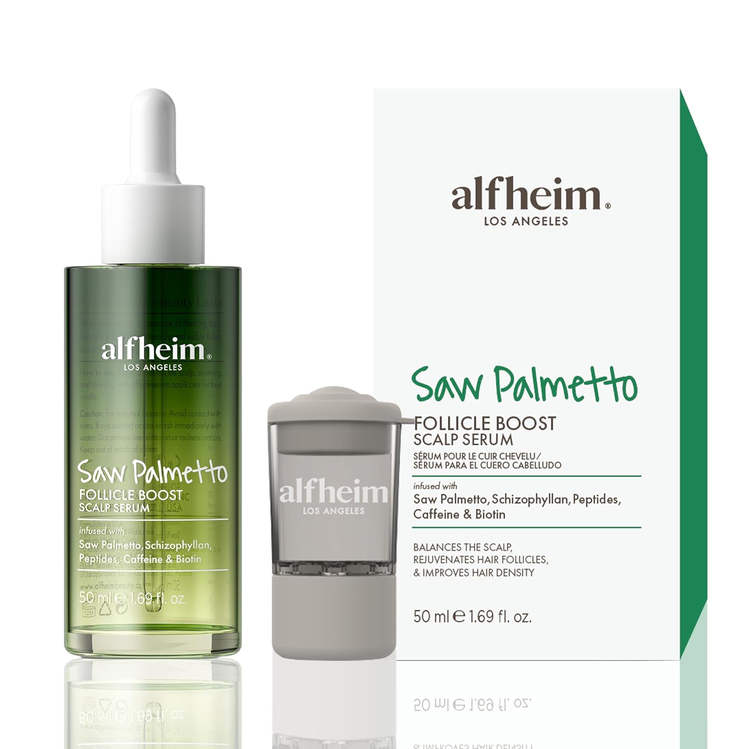 Saw Palmetto Follicle Boost Scalp Serum for Thinning Hair, Clinically Tested Hair & Scalp Treatment, Drug-Free Hormone-Free, Non-Greasy Formula with Peptides, Caffeine & Biotin